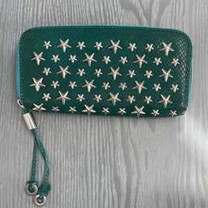 Jimmy Choo Filipa Zip Around snake print Leather Star Studded Wallet